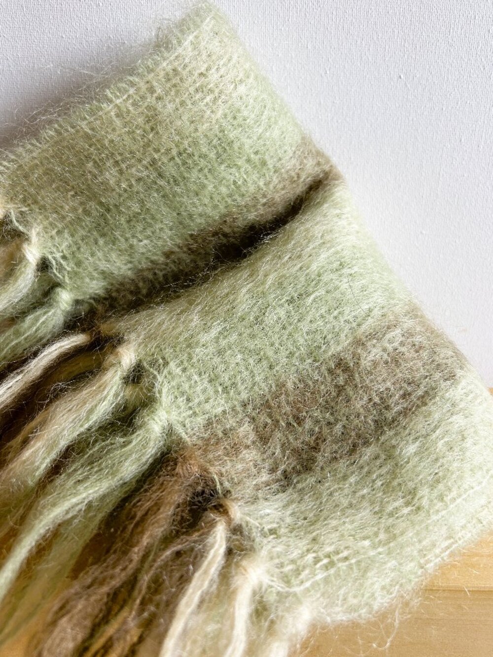 Vintage Pale Green Mohair Scarf